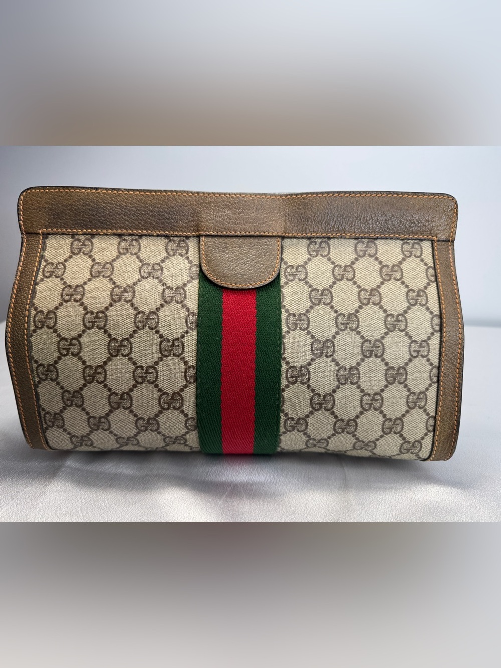 Gucci Vintage GG Beige Supreme Sherry Line Canvas Clutch Bag - Picture 3 of 16